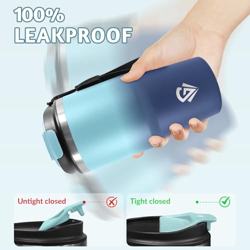 HoneyHolly Thermobecher 600 ml, Wiederverwendbar, Edelstahl Kaffeebecher-to-go Thermo, Auslaufsicher, Doppelwandiger Trinkbecher, Isolierbecher, Travel Mug für Heißen Kaffee, Tee und Kalte Getränke 4