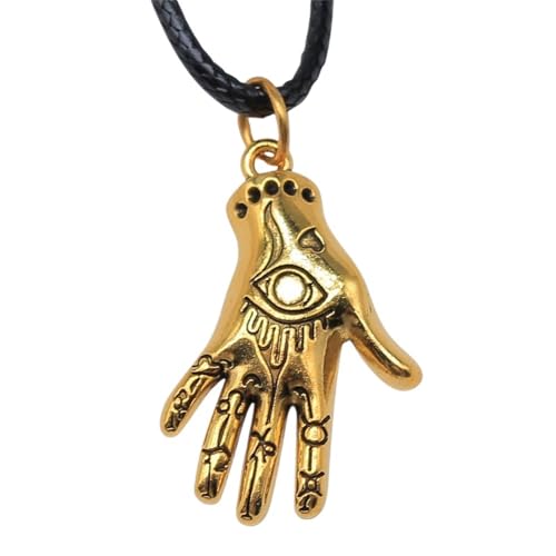 Collier paume œil pendentif 31x20mm et cordon noir pour style bohème