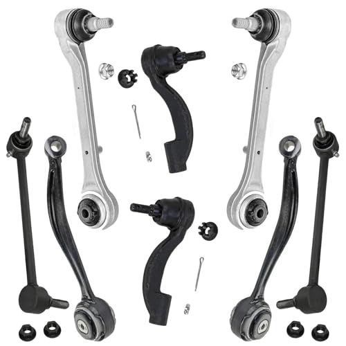 Image of Detroit Axle - AWD 8pc Front End Suspension Kit for 2013-2019 Cadillac ATS 4 Lower Forward Rearward Control Arms 2 Sway Bar Links 2 Outer Tie Rods 2014 2015 2016 2017 2018 Replacement
