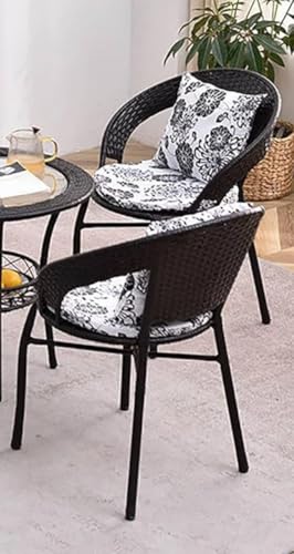 Image of 4+1 Outdoor Indoor Furniture Sets Rattan Wicker Chair Patio Set Bistro Set Conversation Set Balcony Outdoor Garden Furniture Chair (Black with Multicolor Cushion & Pillow)