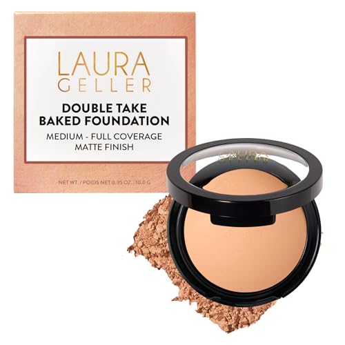 LAURA GELLER NEW YORK Baked Double Take Powder Foundation – Longwear Buildable Medium to Full...