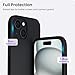 ORNARTO Compatible with iPhone 15 Case 6.1, Slim Liquid Silicone 3 Layers Full Covered Soft Gel Rubber Phone Case, Anti-Scratch Shockproof Protective Cover 6.1 Inch, Black