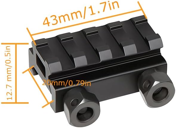Miniatura 4 de 360 Tactical 1 pulgada de alto perfil corto Riser Mount Matte Black Picatinny 8 Ranura para visores y óptica