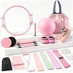 Pilates Kit pour les entraînements à domicile, 19-Piece Ensemble d'équipement de fitness complet avec 14.5" Anneau de Pilates, 9.8" Balle d'exercice, bandes de résistance, sliders de base & Poids de la cheville pour les femmes et les débutants