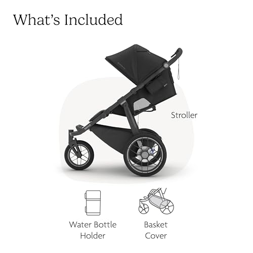 Image of UPPAbaby Ridge V2 Jogging Stroller | All-Terrain Performance Suspension + Never-Flat Tires Built for Walking, Running + Trails | Water Bottle Holder Included | James (Black |Carbon Frame)