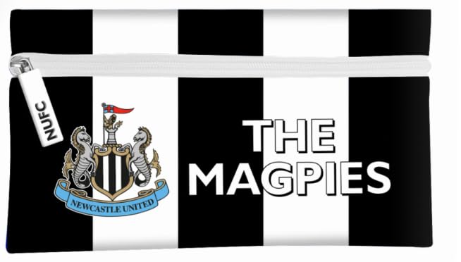 Newcastle United FC Stationery Set, Black and White Neoprene Pencil Case with Club Crest and10 Pack Pencils with Erasers, School Supplies