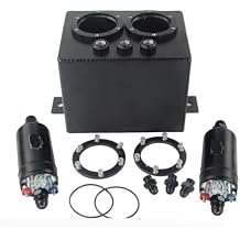 3L Dual BILLET ALUMINUM Fuel Surge Tank EFI 380LPH 1000HP Compatible External Fuel Pump E85 Suitable 044 Style