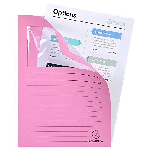 Exacompta 50450E 10er Pack Fenstermappen Super PEFC zertifiziert Karton 160g/m² praktisch und robust für DIN A4 farbig sortiert Dokumentenmappe Einschlagmappe
