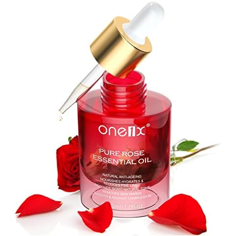 Rose Oil Essential Oil, Anti-Wrinkle Facial Oil Serum for Dry Skin Moisturizing, Organic Rose Oils for Face Body Massage Aromatherapy and Relaxation, Skin Care Gua Sha Rose Essential Oil 30ML Cover