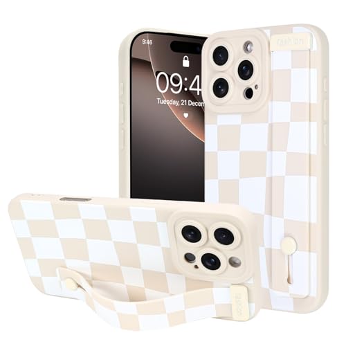 OOK Designed for iPhone 16 Pro Max Case with Strap Stand, White Checkered - image 1