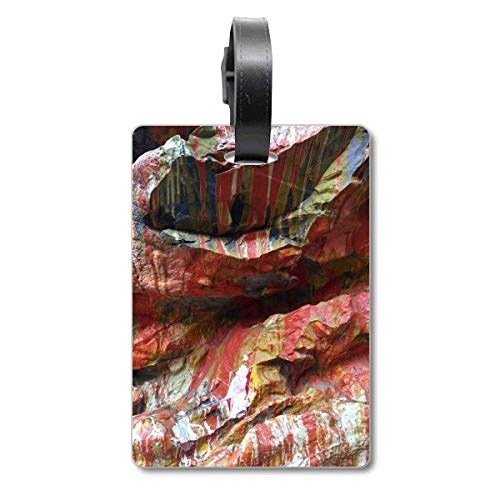 Étiquette valise voyage multicolore motif pierre texturée
