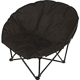 Eurotrade W Ltd Deluxe Portable Black Padded Cushion Folding Outdoor Camping Travel Festival Beach Garden Fishing Moon Chair Foldable Seat - Image 1