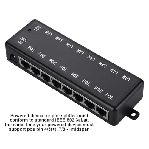 Cyrank POE Adapter, Switch Inyector POE de 8 Puertos 12V-48V para Red con Suministro Directo miniatura 2