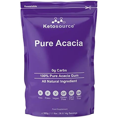 Ketosource® Pure Acacia Fibre | Zero Carbs & Calories | Prebioitic Soluble Fibre Supplement | Fits Fasting & Ketogenic Diet Lifestyles | 500g Pouch Cover
