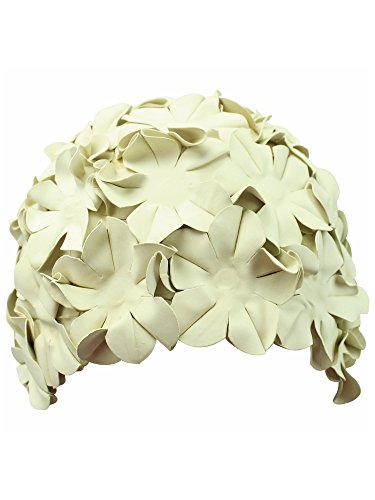 Ivory Latex Bathing Cap with Petals