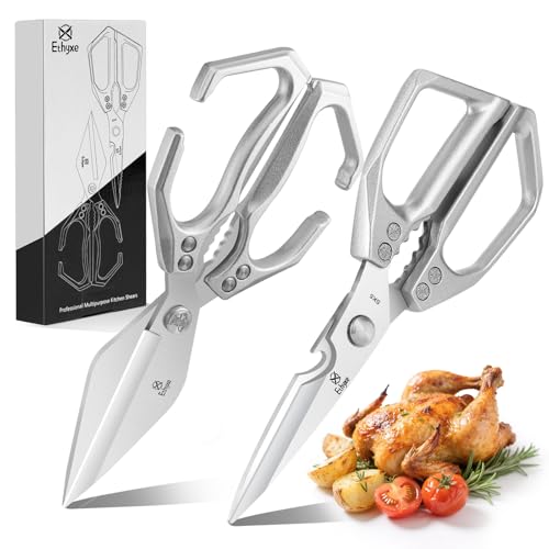 Ethyxe Kitchen Shears Set – Heavy Duty Japanese Stainless Steel Kitchen Scissors, Ultra Sharp Meat Scissors Dishwasher Safe, Cooking Scissor for Food, Christmas Gifts for Men Women