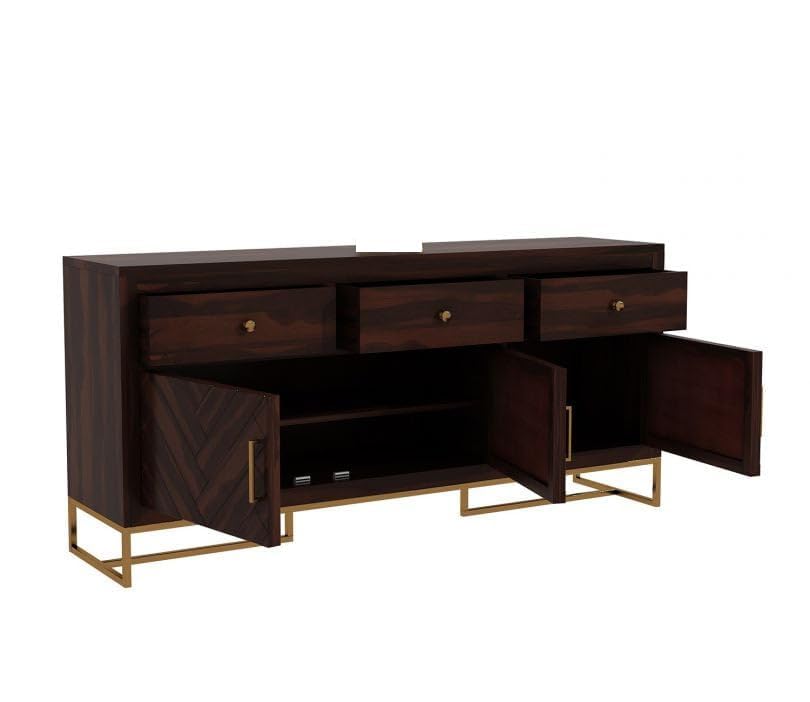 Image of Solid Sheesham Wood Wooden Chest of Drawer with Storage (Justin)