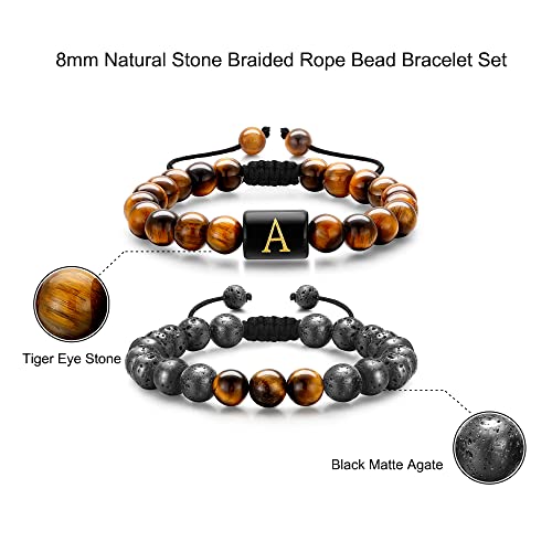 M MOOHAM Christmas Gifts for Men Bracelets - Tiger Eye Bracelet Men Birthday Gifts for Men Unique Initial Bracelet for Men Gifts for Teen Boys Gifts Ideas 14-16 Christmas Gifts for Teens - Image 6