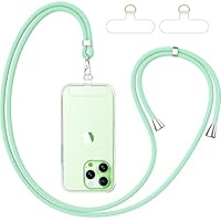 caslord Handyband Universal, Handy Lanyard mit 2 Stück Universelles Patch, Handyband mit Hülle kombinierbar, Einstellbar und Abnehmbar - Grün+Transparent