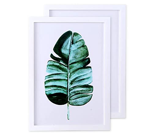 Cispree - A4 Wooden Photo Frame With Safe Plexiglas Front And Wall Use As Poster 2 Pack Frame Large 21 X 30 Cm White