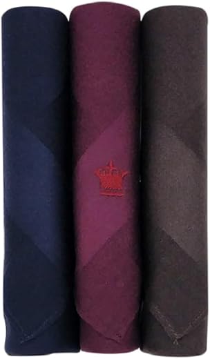 Louis Philippe Men's Cotton Dark Handkerchief (Pack of 3) Blue, Maroon, Brown