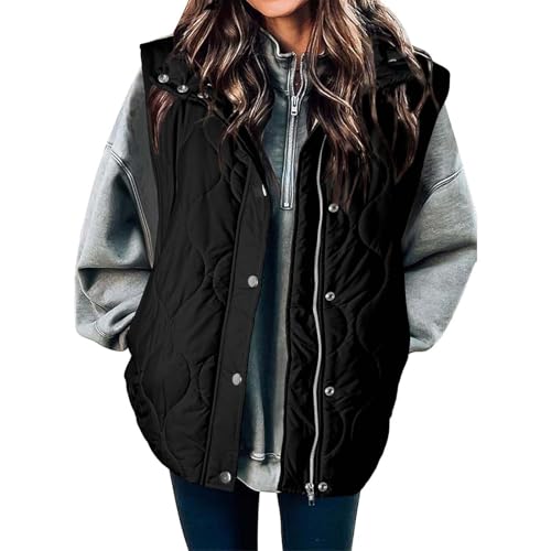 Chaleco acolchado de mujer corto con cuello alto y botones talla L para otoño