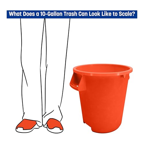 Image of SPARTA Bronco Waste Container Trash Container, Round Trash Bin for Disposal, 10 Gallons, Orange