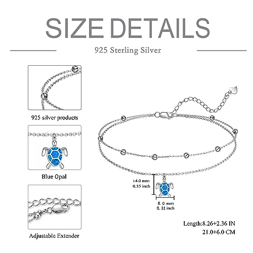 Image of POPLYKE 925 Sterling Silver Double Layered Chain Evil Eye Daisy Sunflower Butterfly Anklets for Women Holiday Beach Crystal Ankle Bracelet Dainty Evil Eye Jewelry