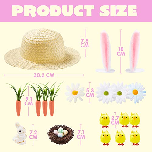 Miniatura 7 de Joyin Kit De Capó De Pascua Para Hacer Tu Propio Sombrero De Capó Con Pollitos, Conejo, Zanahorias, Orejas De Conejo, Huevos, Nidos, Hierba, Flor Para Decoración De Pascua, Gorro De Pascua Para Niños
