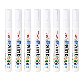 White Paint Pens 8 Pack - Oil-Based Waterproof Paint Marker Set with Quick Drying, For Crafting on Rocks, Wood, Fabric, Plastic, Glass, Metal, Mugs, and Cardboard