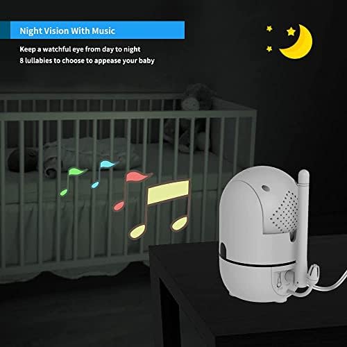 HelloBaby HB6550 5" Baby Monitor 4 Cameras No WiFi, 26-Hour Battery, Pan-Tilt-Zoom, 1000ft Range Video Audio Baby Monitor, ECO, Night Vision, 2-Way Talk, 8 Lullabies and Temperature, Ideal Gifts