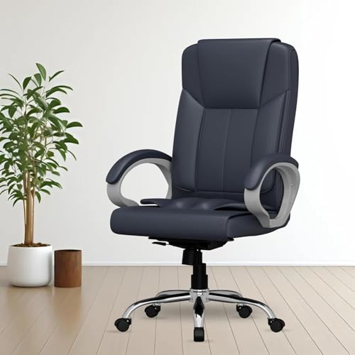 Image of FUGO FG17 Orthopedic Boss Chair with 3 Year Warranty, Leatherette Office Chair, Ergonomic Executive Chair with Spacious Cushioned Seat, Heavy Duty Metal Base, Rocking Function (Grey)