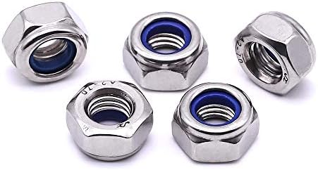 M4-0.7 (100 pcs) Nylon Insert Hex Lock Nuts 304 Stainless Steel 18-8 Locknut, Bright Finish, DIN985