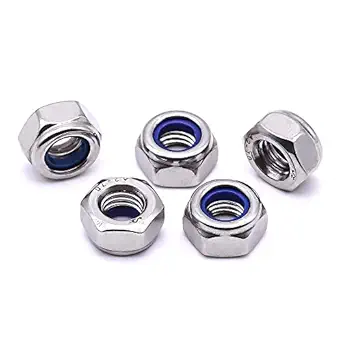 M4-0.7 (100 pcs) Nylon Insert Hex Lock Nuts 304 Stainless Steel 18-8 Locknut, Bright Finish, DIN985