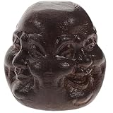 Statuettes en bois sculpté – décorations de tête de bouddha simples et délicates, de petite taille, idéales pour gagner de la place sur un bureau, figurines en bois