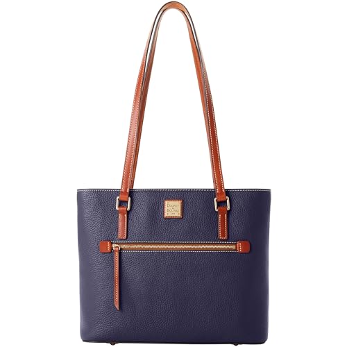 Dooney & Bourke Tote Bags for Women, Large Pebble Grain Leather Shopper Tote Bag with Zipper - Blue