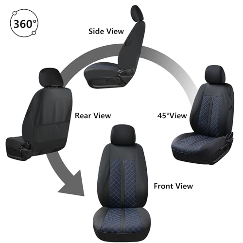 Image of Truckiipa Custom for 4th Gen Tacoma Seat Covers Front Pair, Waterproof Leather Seat Cushion Covers Fit for 2024 2025 2026 Toyota Tacoma Double Crew Cab, Front Pair, Black&Blue