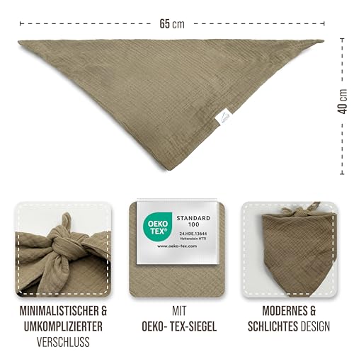 Hundehalstuch, Oeko-TEX® Standard 100 - Hunde Halstuch als Geschenk für Hundeliebhaber (Khaki)