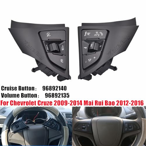 Steering Wheel Cruise Control Switch 2pcs Multifunction Auto Cruise Switch Button Kit Replacement for Cruze 2009-2014 for Mai Rui Bao 2012-2016