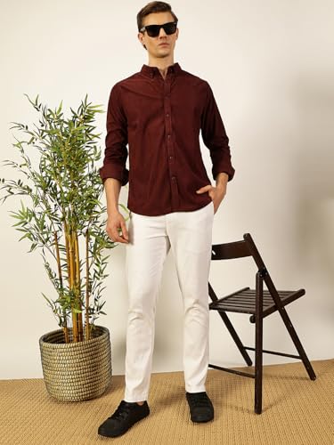 Image of Thomas Scott Men's | Solid | Full Sleeve | Slim Fit | Polyester-Blend | Button Down | Casual Shirt