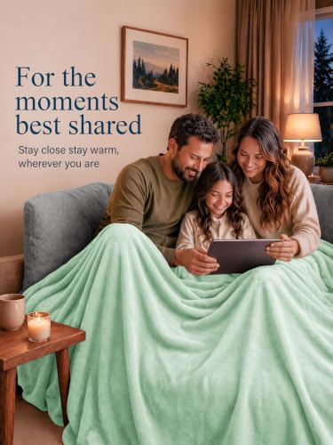 Image of Utopia Bedding Soft Fleece Bed Blanket Queen Size Mint Green (90x90 Inch)