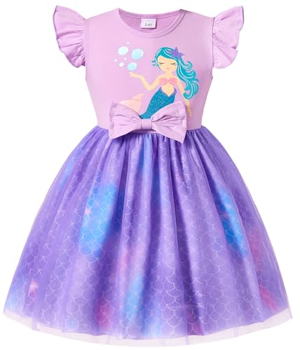 Toddler Baby Girls Tutu Tulle Ruffle Sleeve Summer Casual Bowknot Princess Birthday Party Sundress 2-8 Years