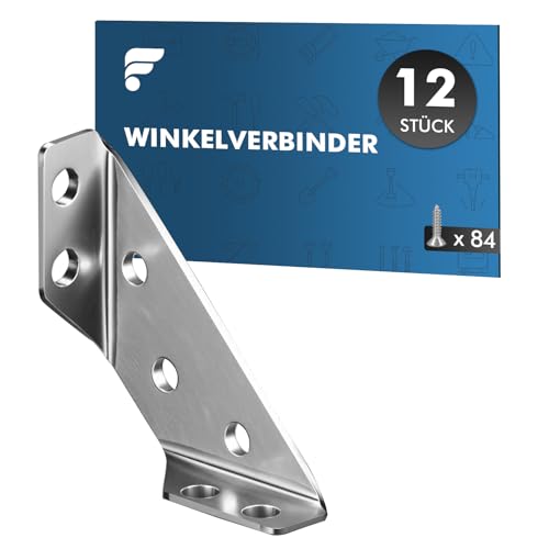 shinfly Winkelverbinder 12 Stück ,Winkel Metall mit 85 Stück Schrauben, Eckverbinder Edelstahl MetallWinkel Klammern , für Möbel, Stuhl,Eckwinkel, Corner Connectors Stainless Steel Dreiecksstütze