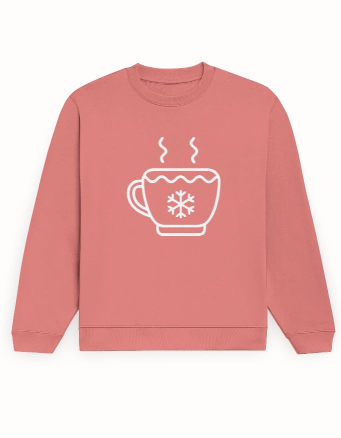 Cozy Winter Holiday Sweatshirt, Cotton Fleece, Hot Cocoa Cup Graphic Design, Unisex Regular Fit, 300 GSM Premium Fabric-picture-12