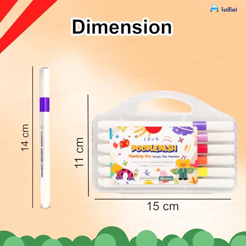 Image of FunBlast Acrylic Paint Markers - Set of 12 Vibrant Colors, Permanent Water-Based Marker Pens for Rock Painting, DIY Crafts, Canvas, Glass & More