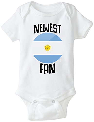 Argentina Bodysuit Newest Fan Soccer Infant Baby Girls Boys Personalized Customized Name and Number (6 Months, White Custom Name)