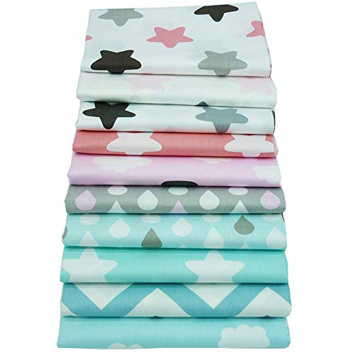 10 pedazos de los 40cm * 50cm y zigzag imprimieron los paquetes superiores de la tela de algodón, tela que acolchaba para coser artes