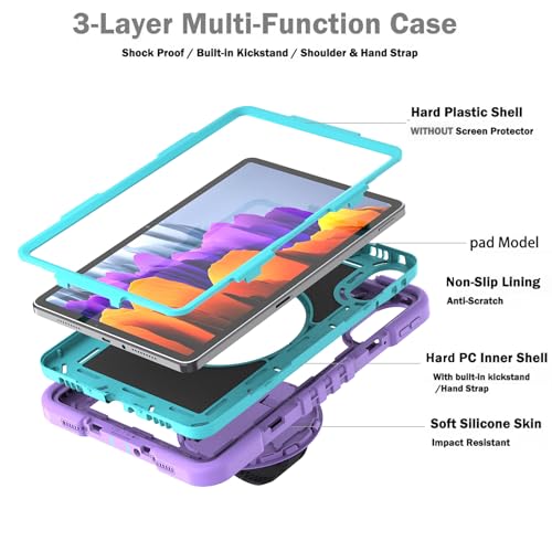 Image of ProElite for Xiaomi Redmi Pad 2 11 inch Case, Rugged 3 Layer Armor case Cover for Xiaomi Redmi Pad 2 11 inch Case with Hand Grip and Rotating Kickstand with Shoulder Strap, Purple Blue