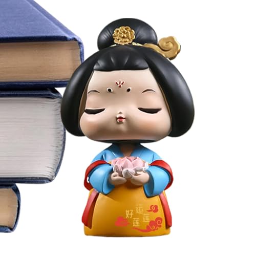 Celuicion Decoración de coche con cabeza temblorosa, figuras de cabeza oscilante, decoración divertida, decoración de interiores, coleccionables de muñecas de resina para coche, hogar, estudio