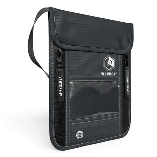 Travel Neck Wallet 3 VENTURE 4TH Travel Neck Pouch with RFID Blocking - Travel Wallet Passport Holder (Grey)